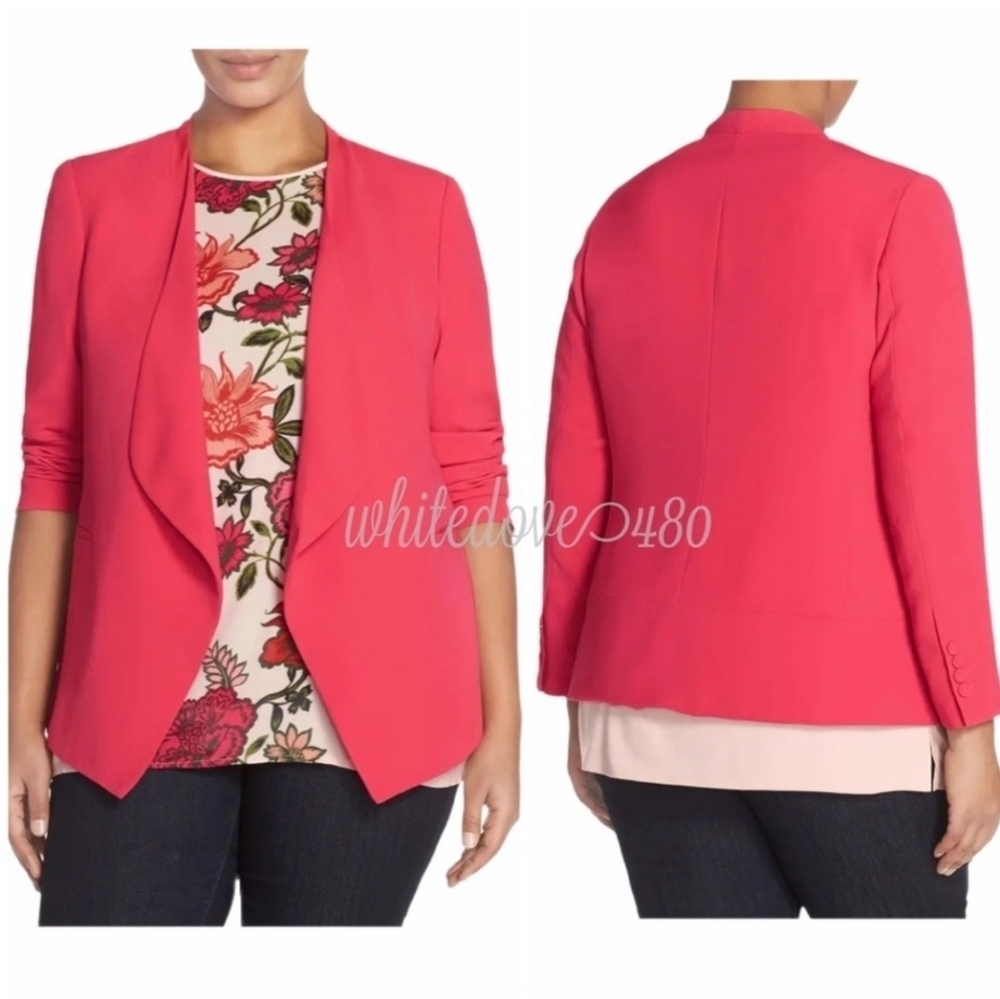 Vince Camuto coral open blazer with light‎ shoulder pads Size 0P - Picture 3 of 6